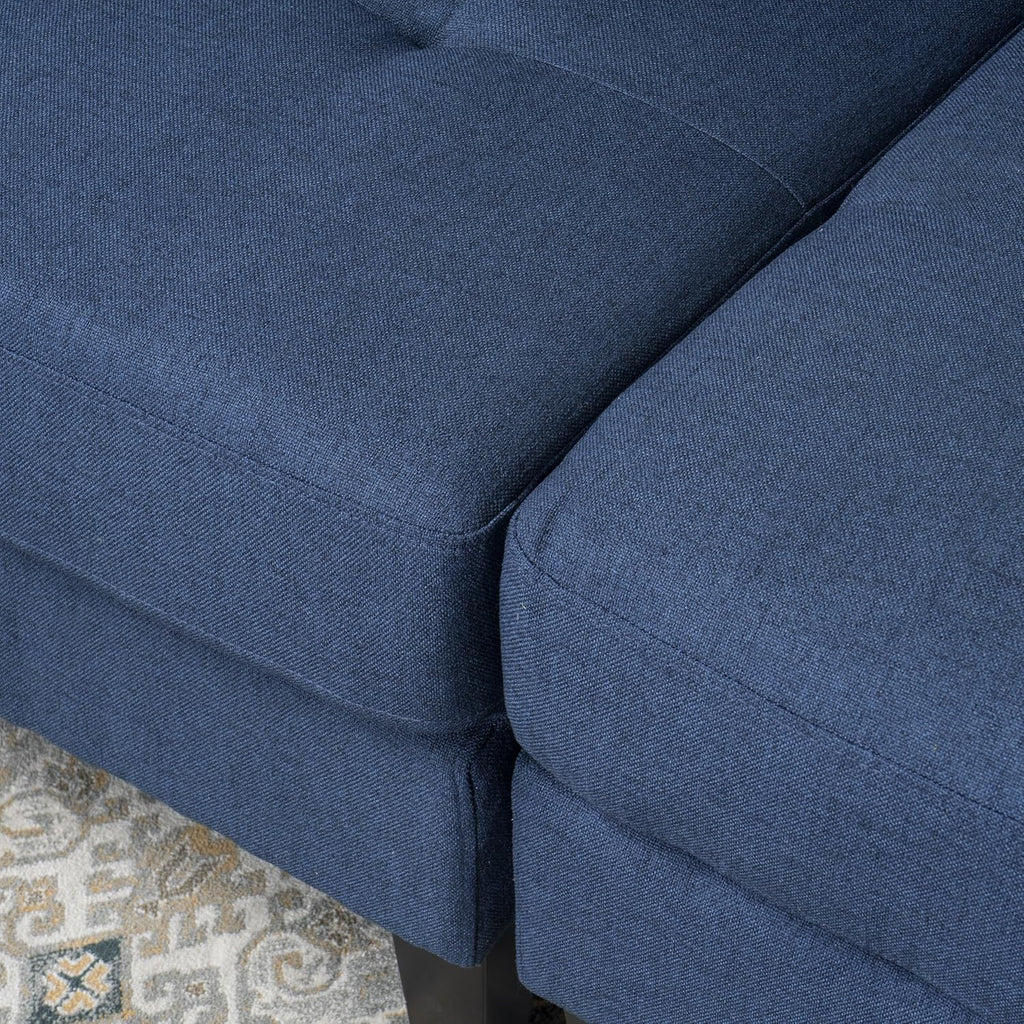 Dark Blue Fabric Sectional Couch with Storage Ottoman, 6-Pcs Set F686
