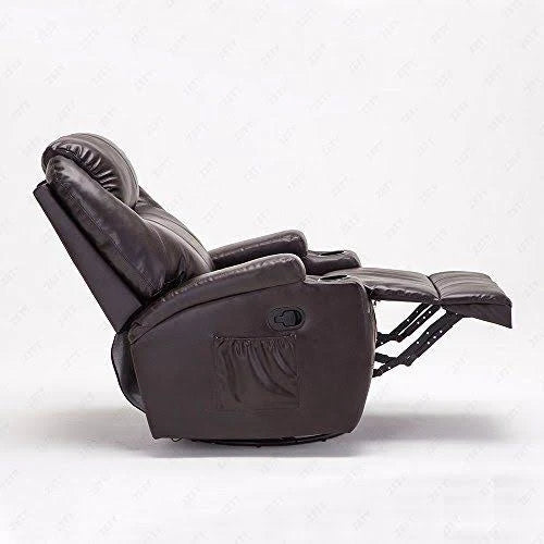 Brown Leather Heated Swivel Recliner Chair T5743