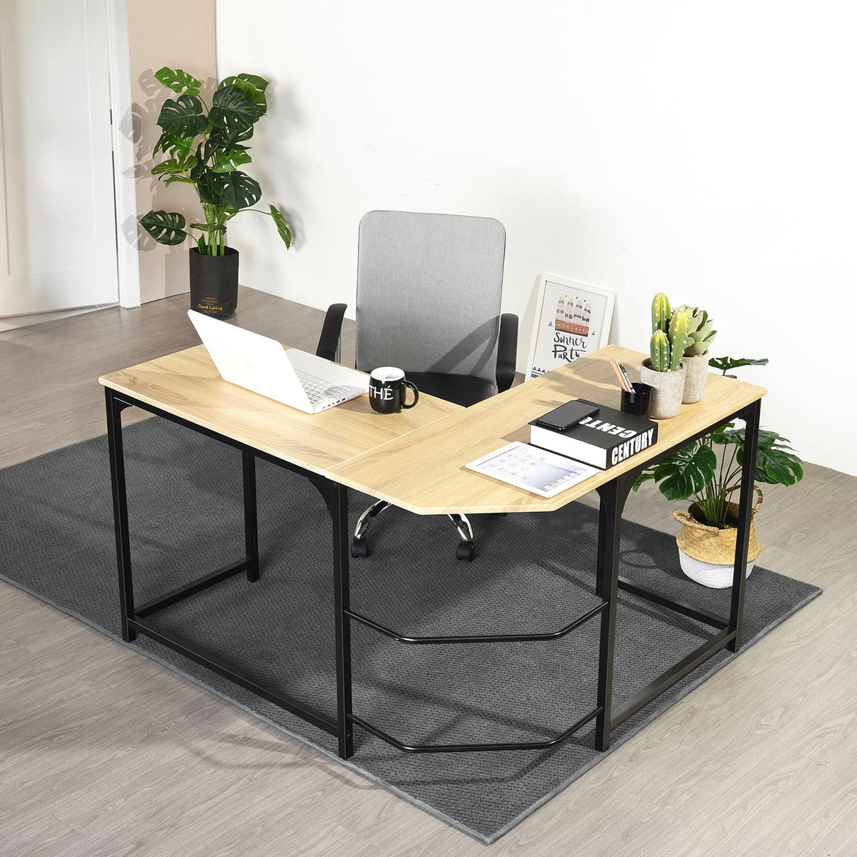 L-Shape Computer Desk with Metal Structure C8635