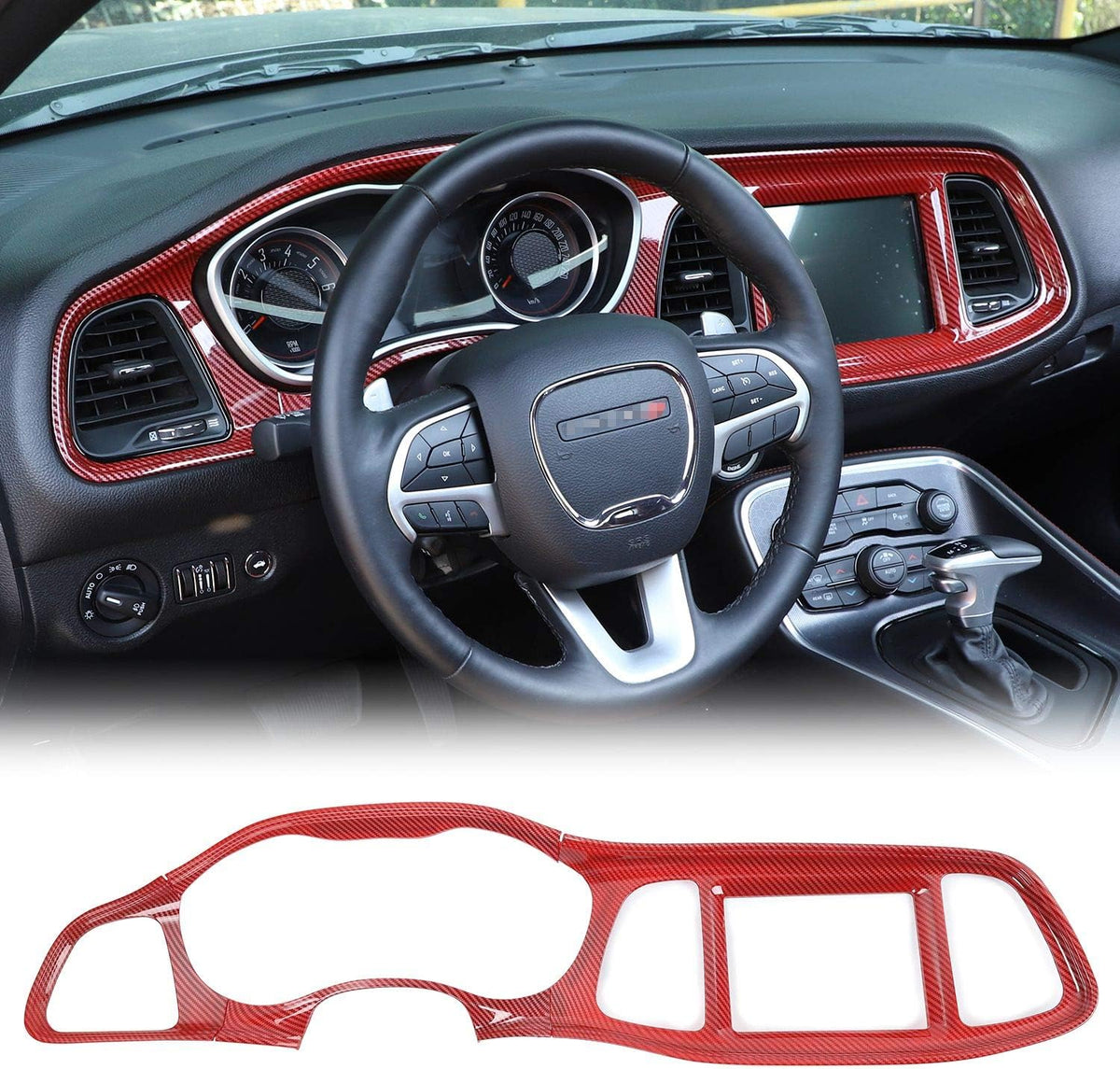 Red Center Console Dashboard Panel Trim for Dodge Challenger X54620