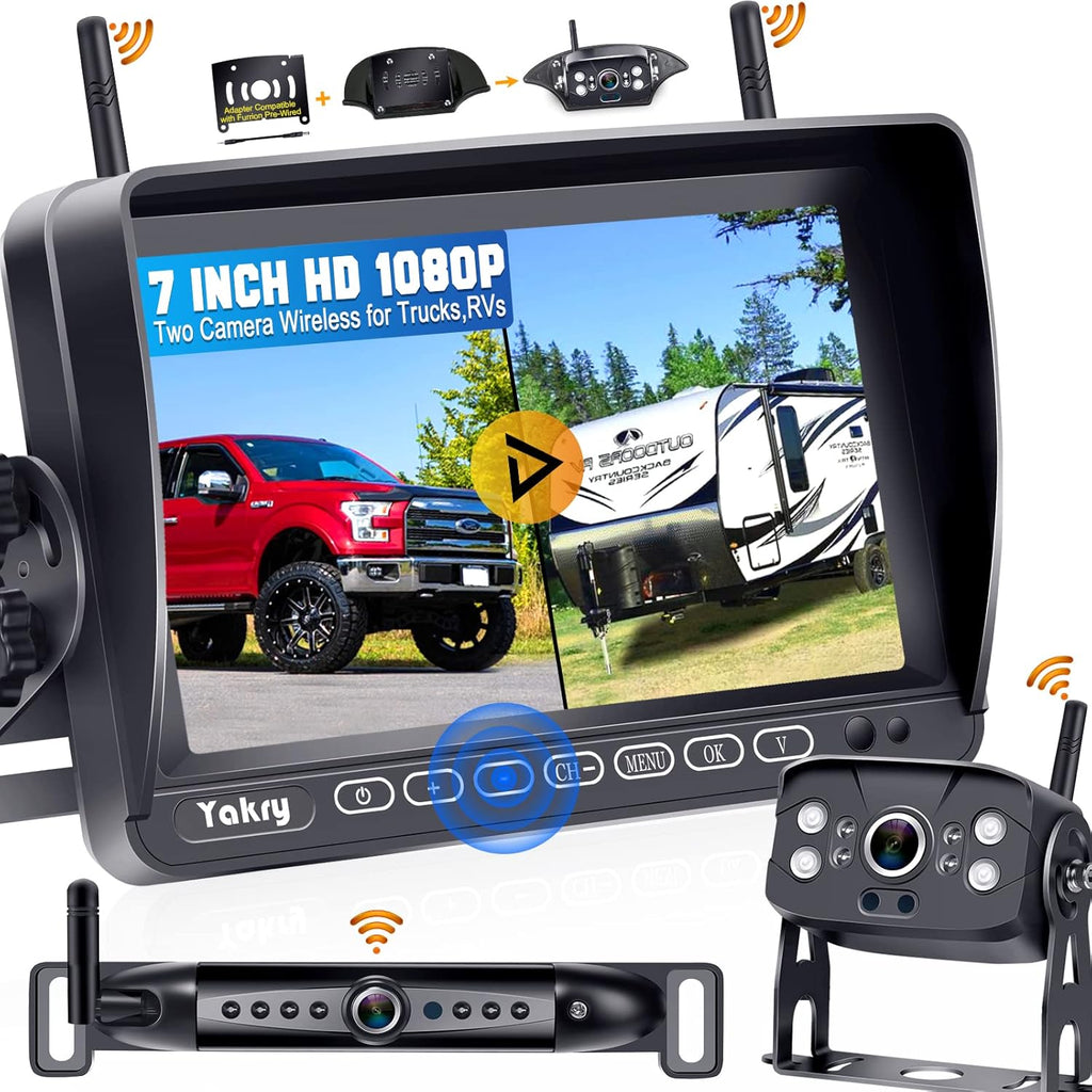 Wireless Backup Camera HD 1080P 7 Inch Monitor with Adapter Infrared Night Vision C407940