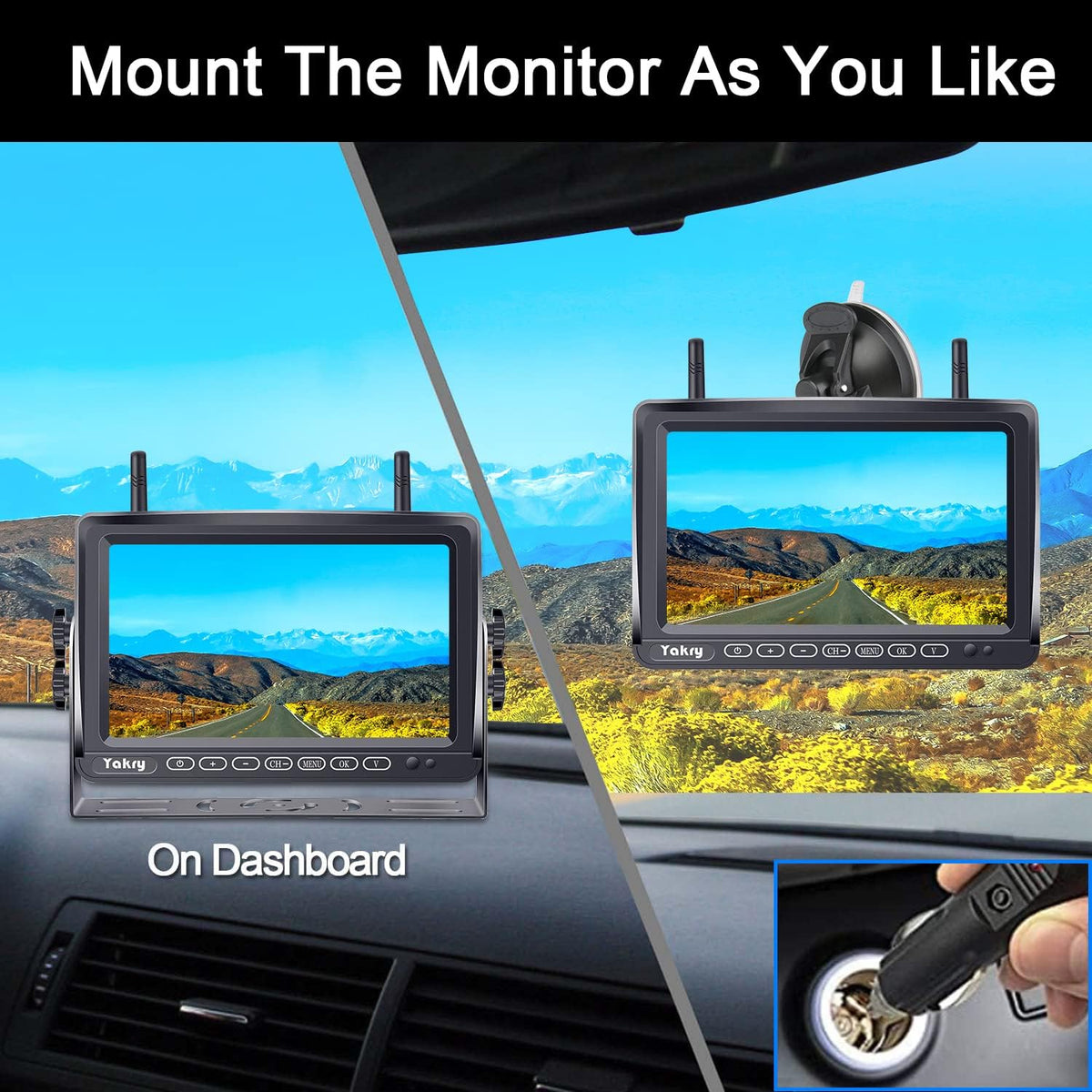 Wireless Backup Camera HD 1080P 7 Inch Monitor with Adapter Infrared Night Vision C407940
