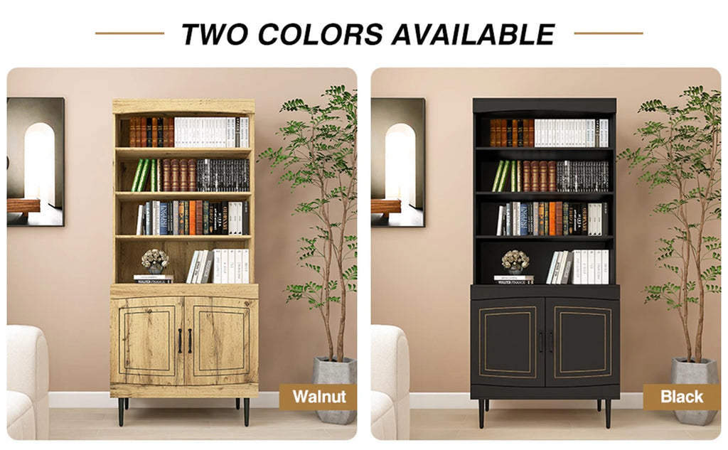 72" Walnut Kitchen Pantry Cabinet with Doors and Adjustable Shelves T890
