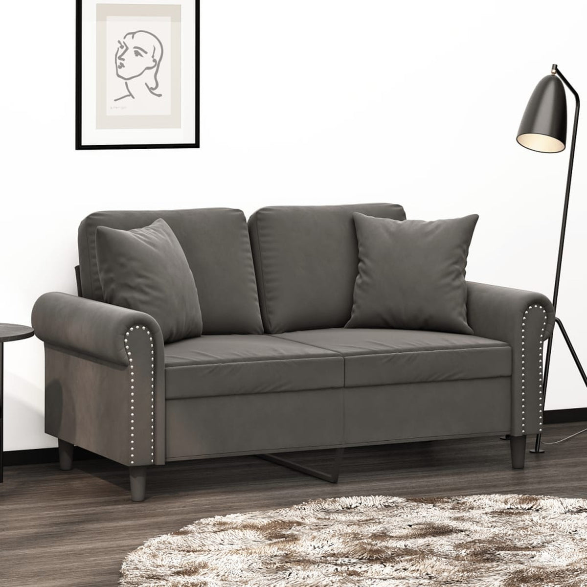 2-Seater Sofa Dark Gray 47.2" J121922