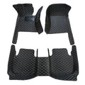 Black and Black with Green bar Luxury Leather Car Floor Mats O14917