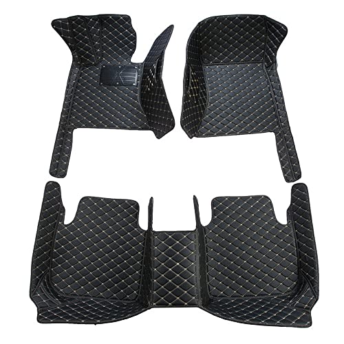 Black and Black with Green bar Luxury Leather Car Floor Mats O14917