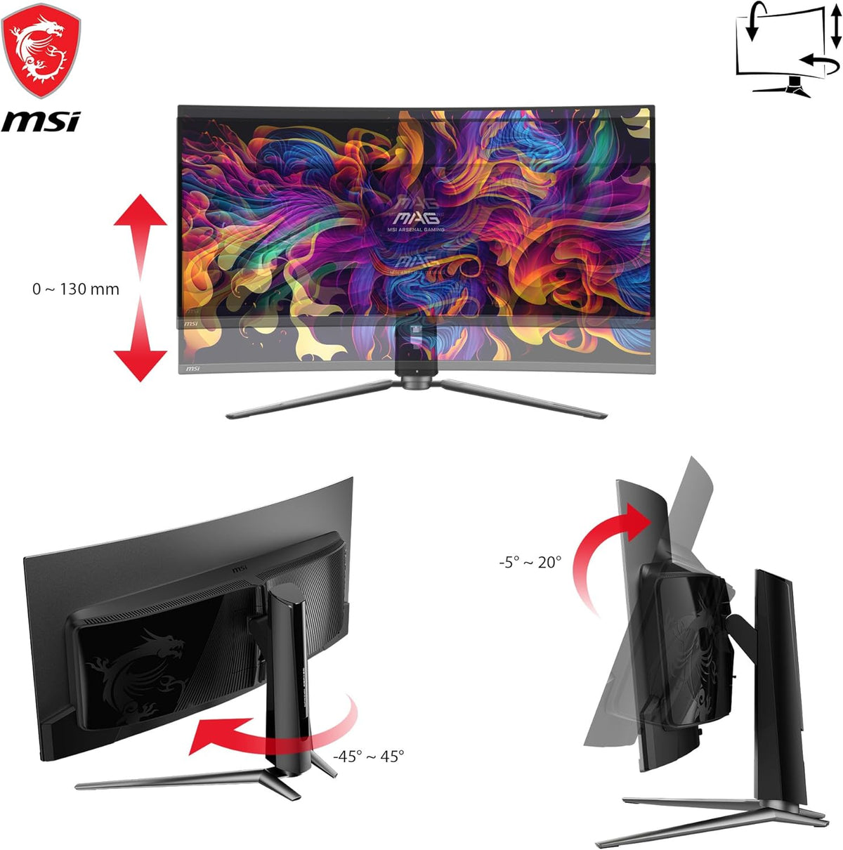 34-inch Curved OLED Gaming Monitor, 3440 x 1440, 240Hz, Height Adjustable D971435