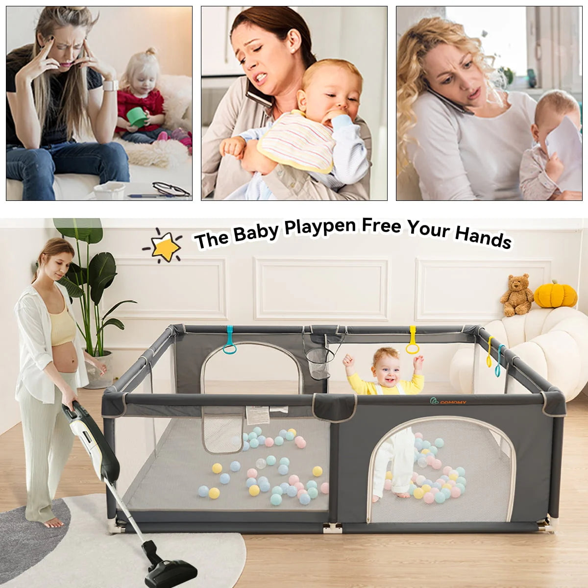 63x63'' Gray Baby Playpen S338730