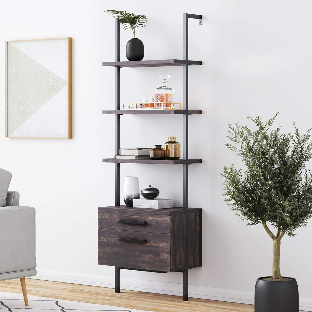 5-Shelf Oak Wood Modern Bookcase E496