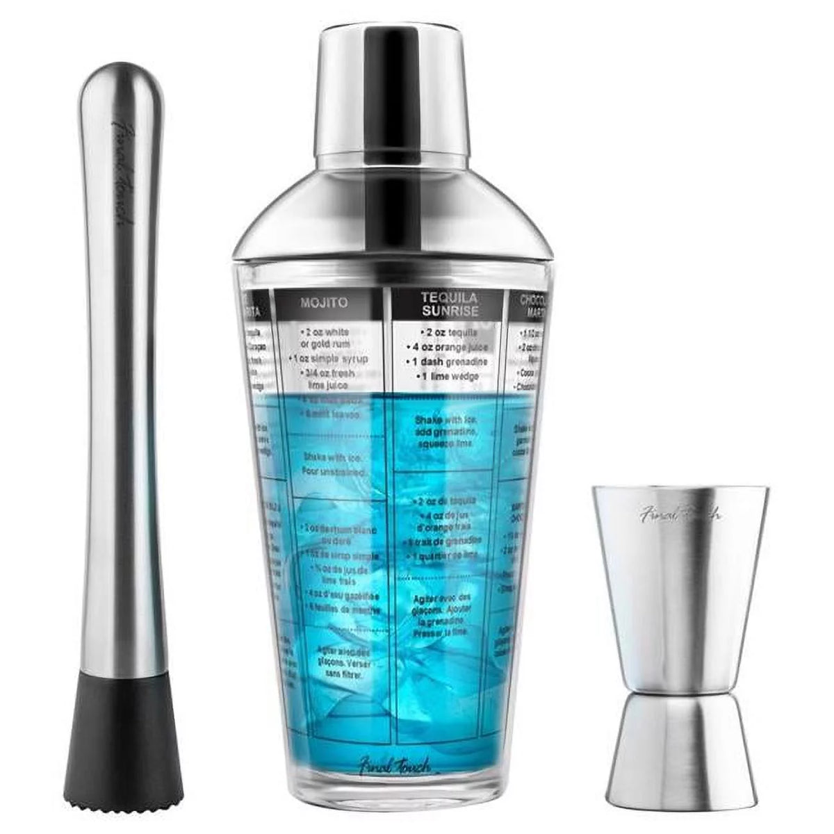 16 oz Glass & Stainless Steel Bar Tool Set Z816340