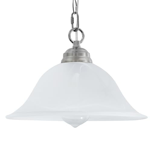 Black Hanging Pendant Light with Alabaster Glass Shade D35225