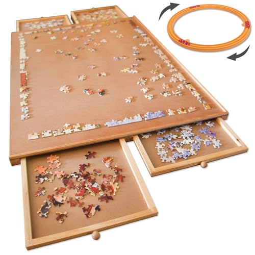 1000 Piece Wooden Puzzle Board with Drawers G989