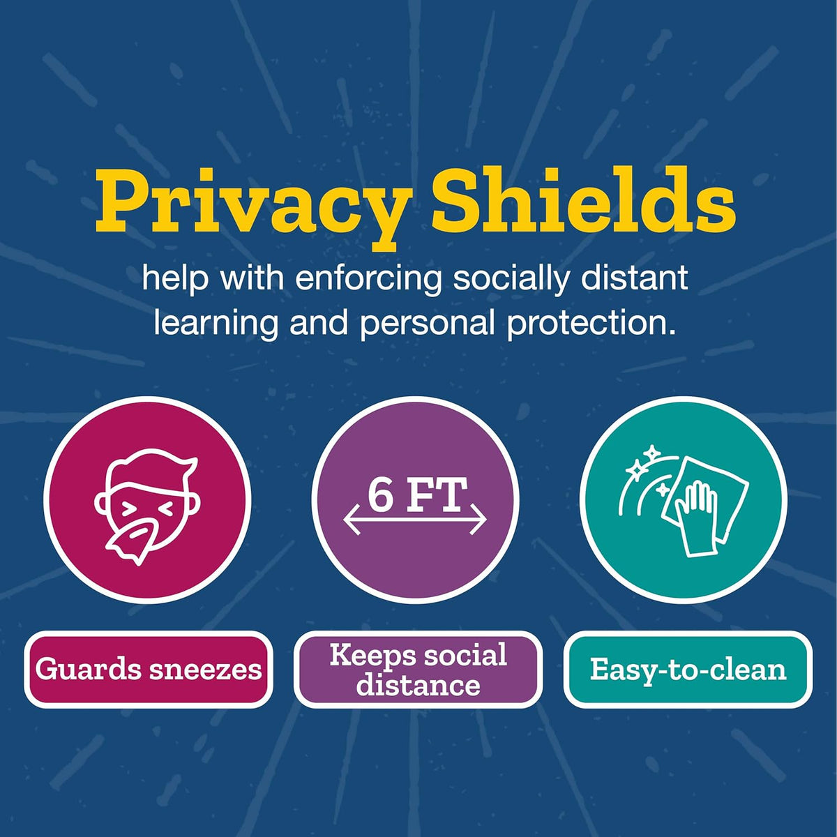 Plastic Privacy Shields for Student Desks Set of 6 Large Blue F409