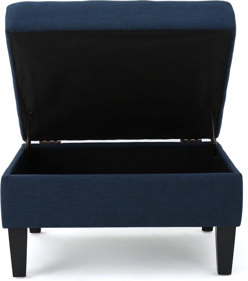Dark Blue Fabric Sectional Couch with Storage Ottoman, 6-Pcs Set F686