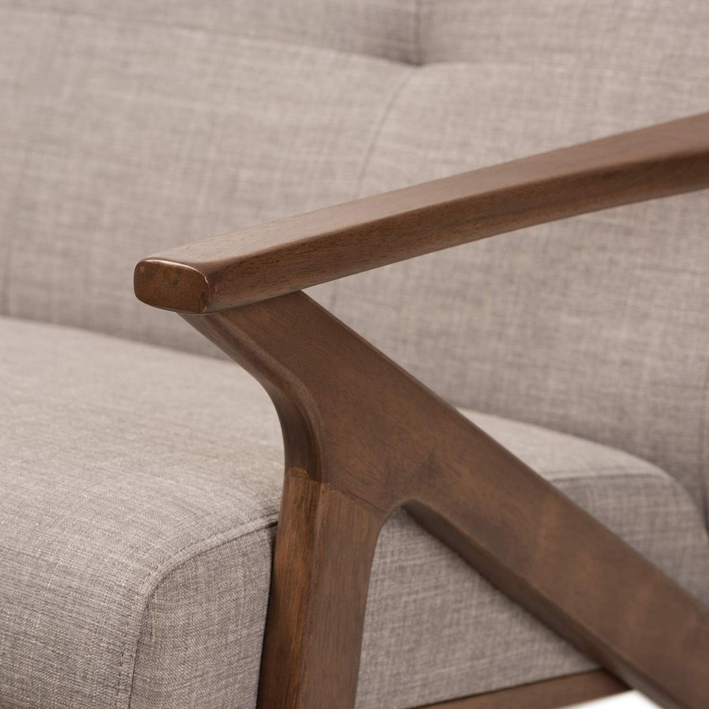 Light Grey Walnut Fabric Tufted 2-Seater Loveseat J18792