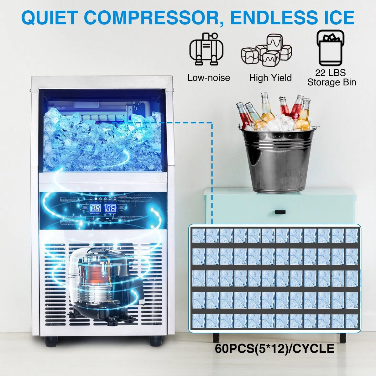 150lb Stainless Steel Commercial Ice Maker B8802