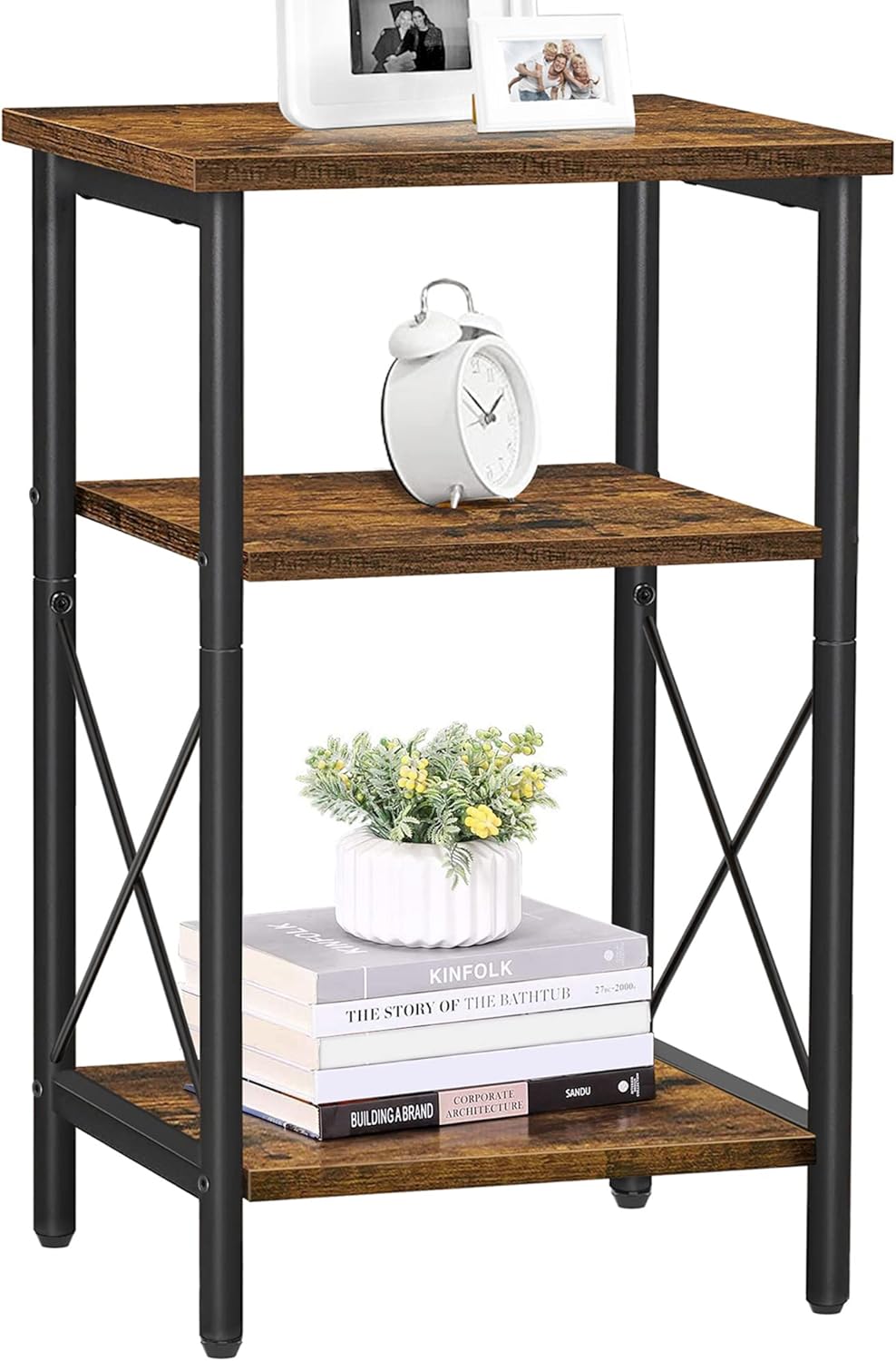 3-Tier End Table with Charging Station and USB Ports U1606