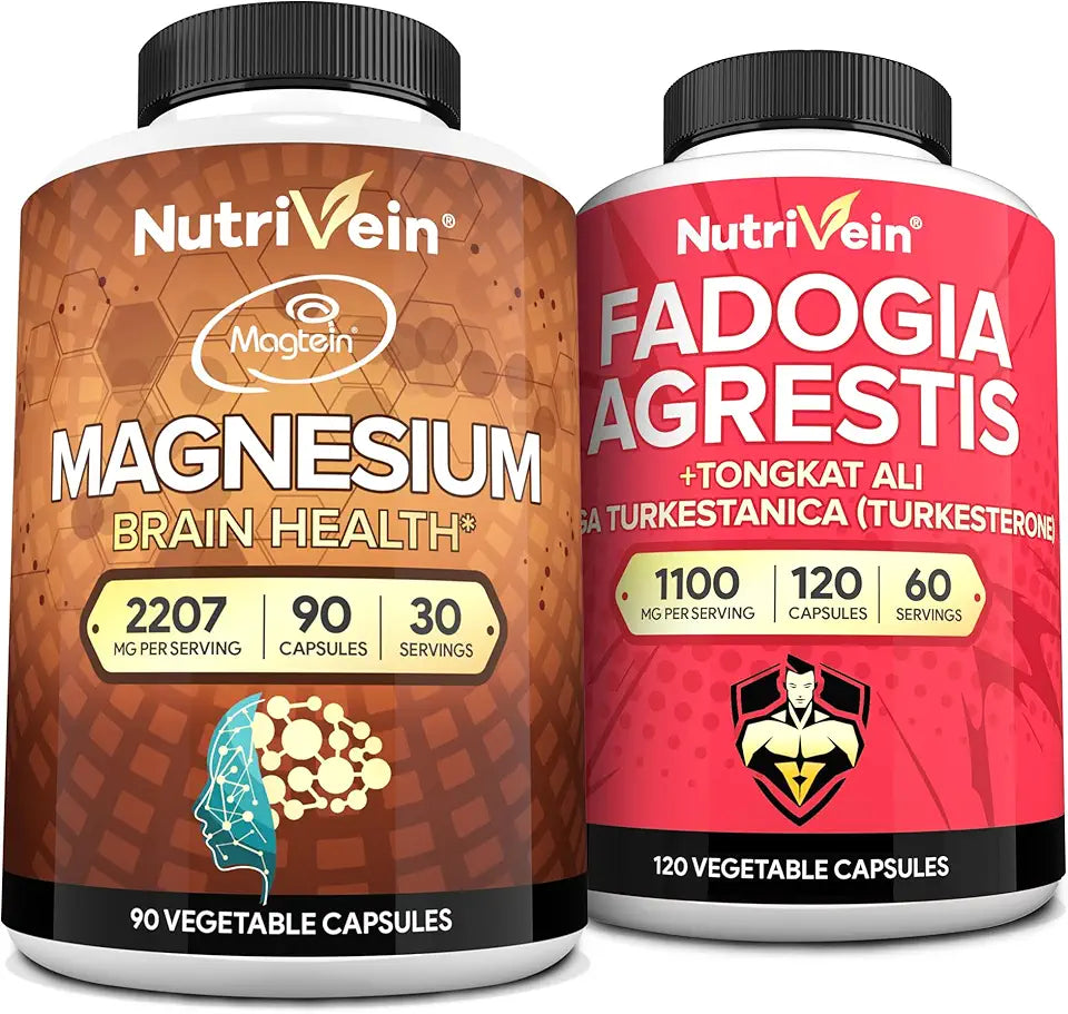 Fadogia Agrestis and Tongkat Ali and Magnesium L-Threonate Supplement Bundle P145