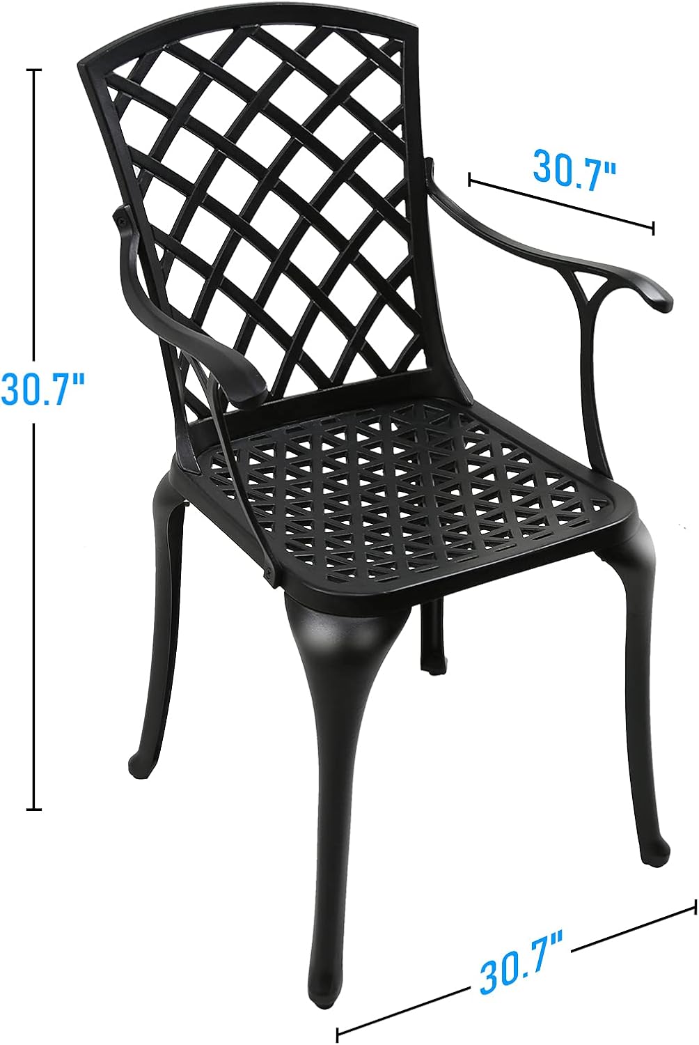 Black Cast Aluminum Outdoor Dining Arm Chairs, Set of 4 O78677