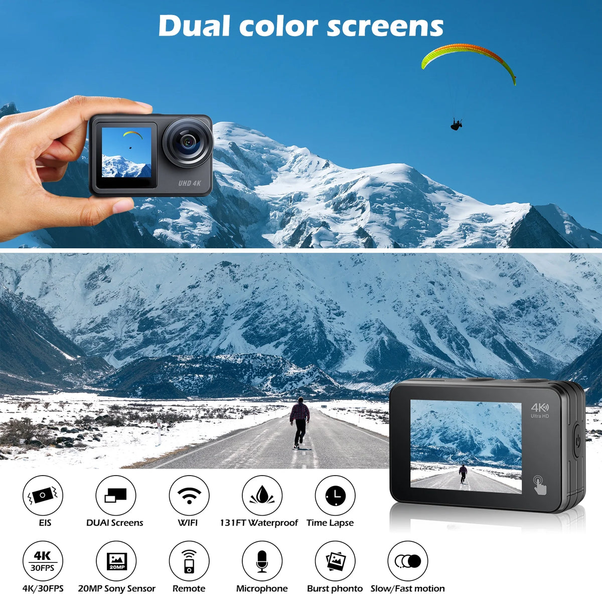4K 30FPS Action Camera Waterproof WiFi Touch Screen K81754