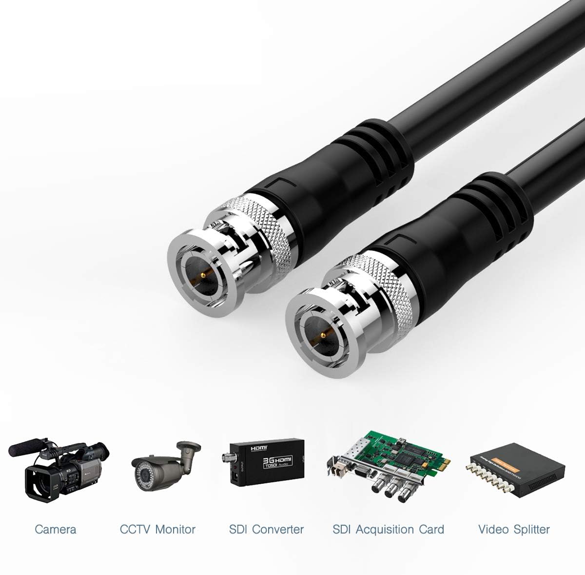 100ft 3G HD-SDI Coax Cable BNC to BNC Copper Connectors R1935