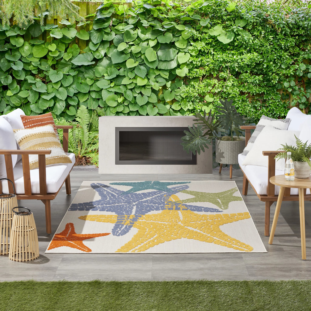 Multicolor Coastal Area Rug 5'3" x 7'5" X11049