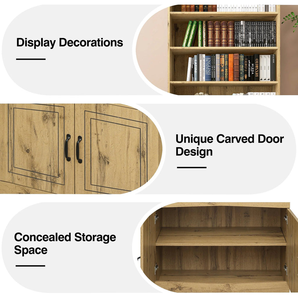 72" Walnut Kitchen Pantry Cabinet with Doors and Adjustable Shelves T890