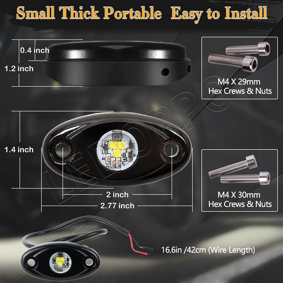 LED Rock Lights White 10PCS Waterproof Pack of 2 Y85721