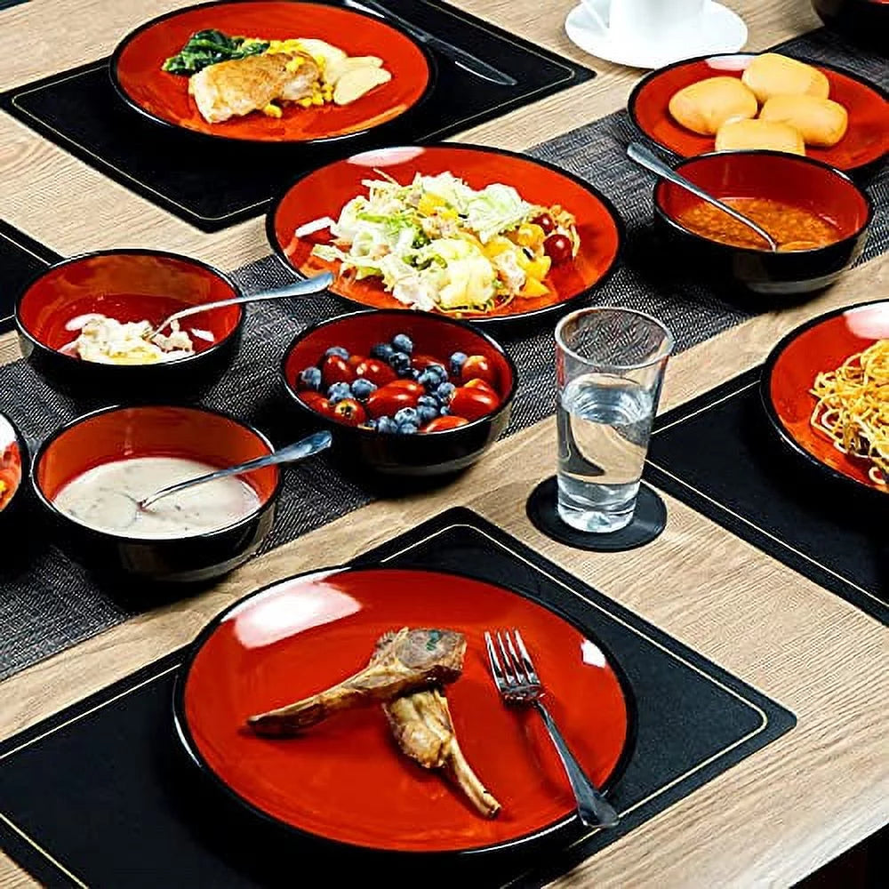 12-Piece Melamine Dinnerware Set with Bowls and Plates D717