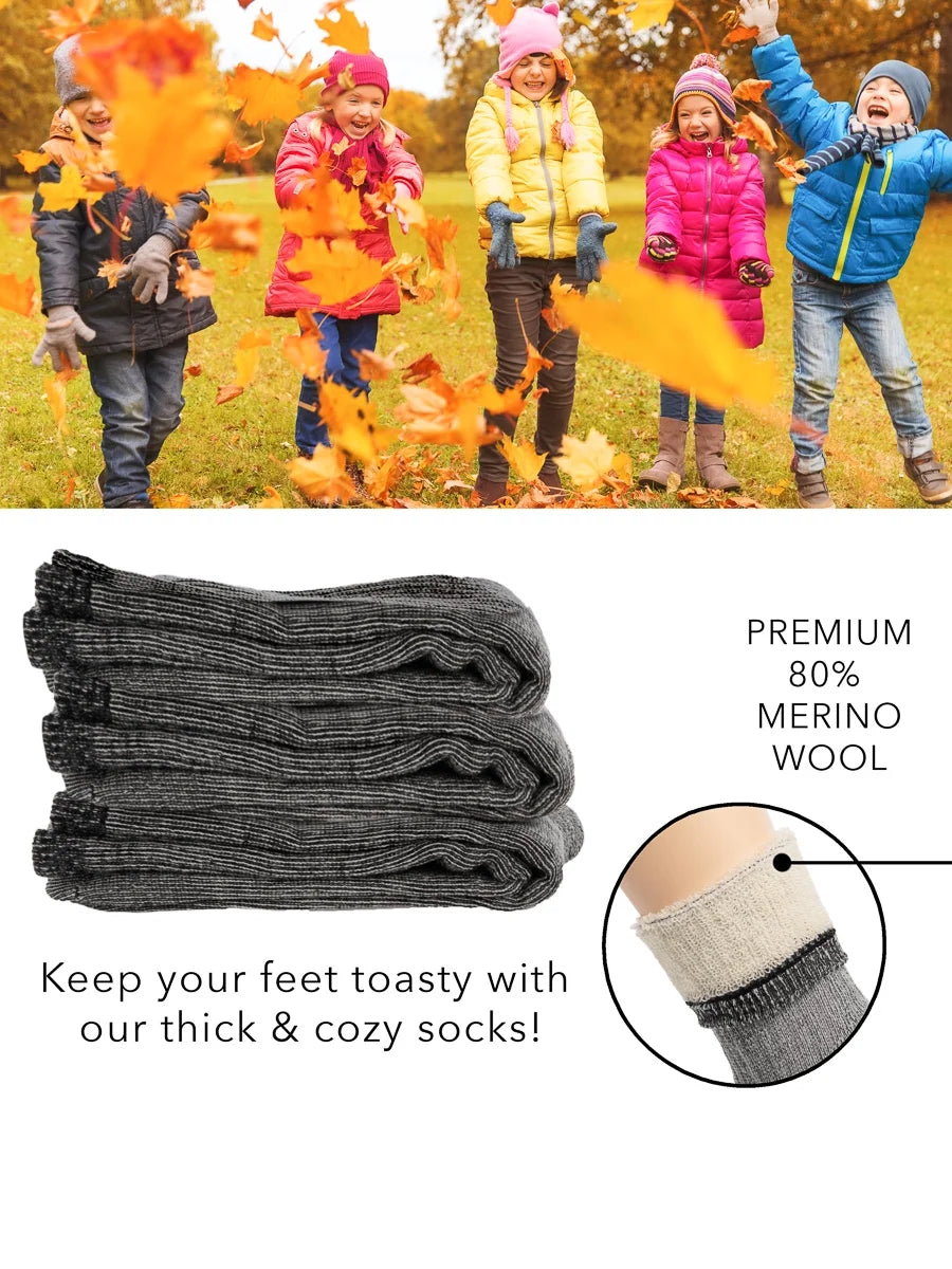 3 Pairs Thermal 80% Merino Wool Kids Socks V735