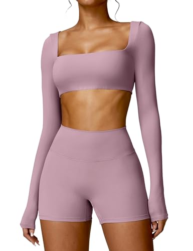Crop Top Long Sleeve Padded Sports Yoga Shirt P8930