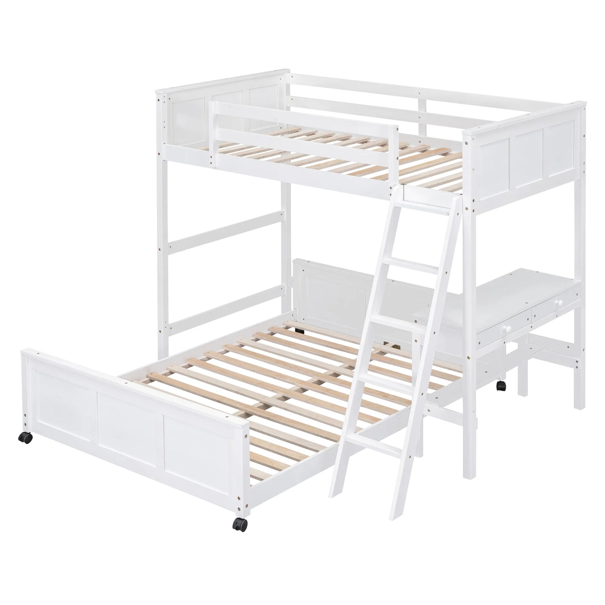 Twin Over Full Bunk Bed with Desk and Storage Drawers Q892165