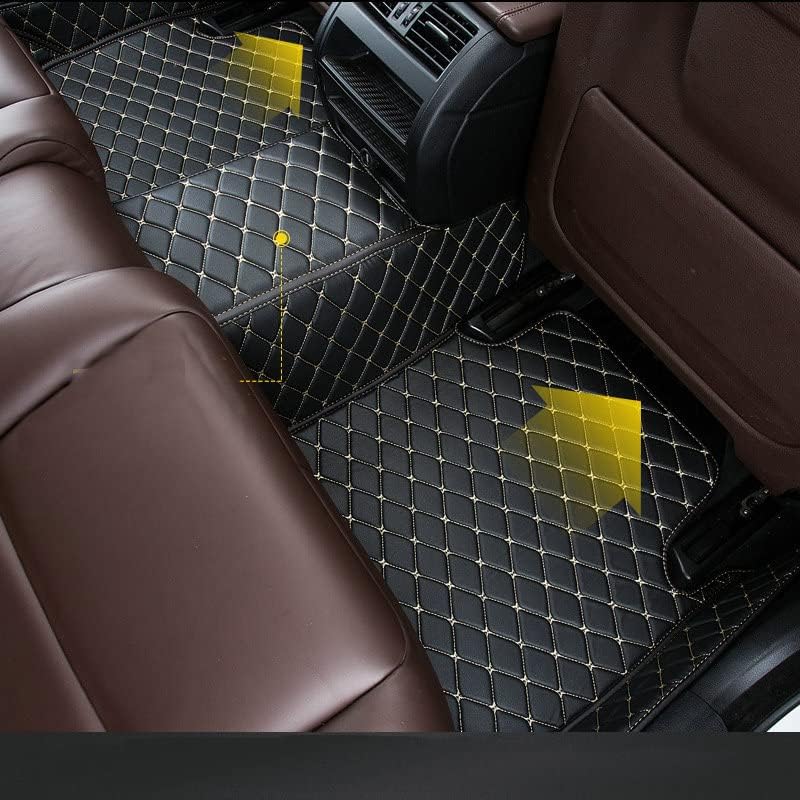 Black and Black with Green bar Luxury Leather Car Floor Mats O14917