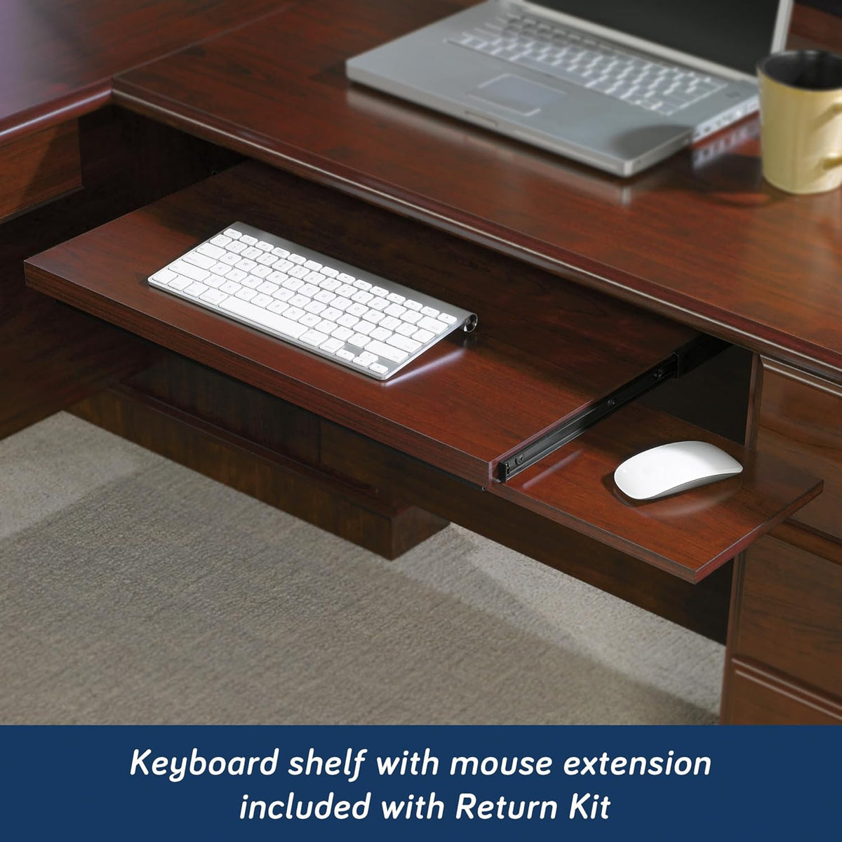 L-Shaped Desk with Hutch, Classic Cherry Y59331