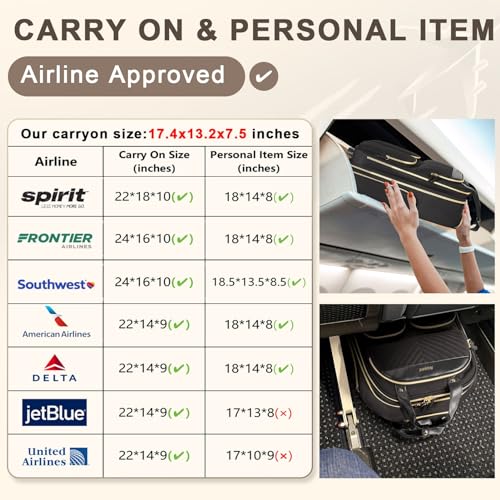 Black Gold Underseat Carry On Luggage with Wheels U516