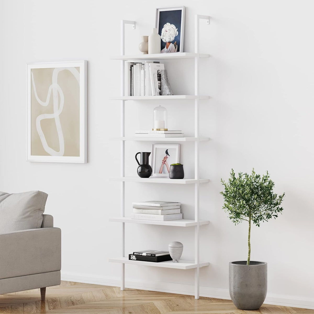 5-Shelf Oak Wood Modern Bookcase E496
