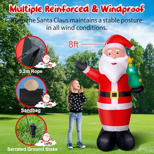 14FT Christmas Inflatable Santa Claus Outdoor Blow Up Yard Decorations with Gift Bags O29796