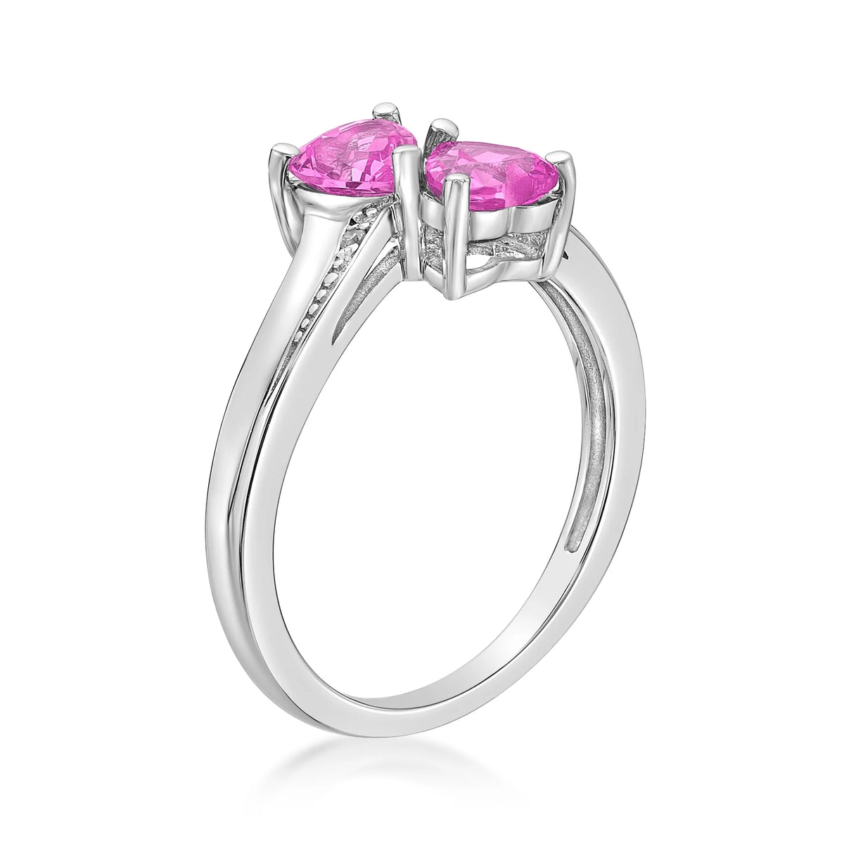 1.10 Ct Heart Pink Sapphire Diamond Accent 925 Sterling Silver Ring Size 7 T17867