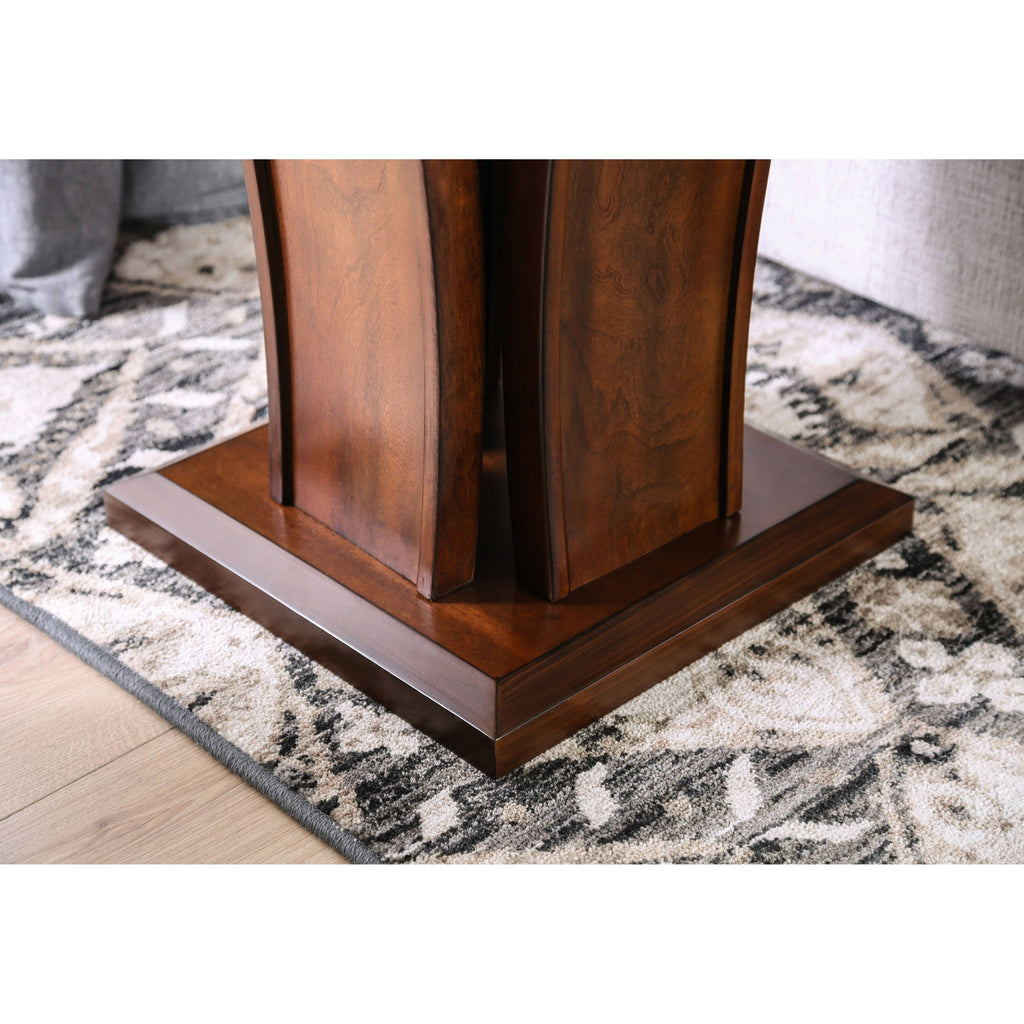 Dark Cherry Beveled Glass Top End Table W8229