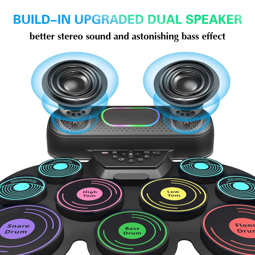 Electronic Drum Set 9 Pads Portable MIDI Roll-up Drum Kit Y423