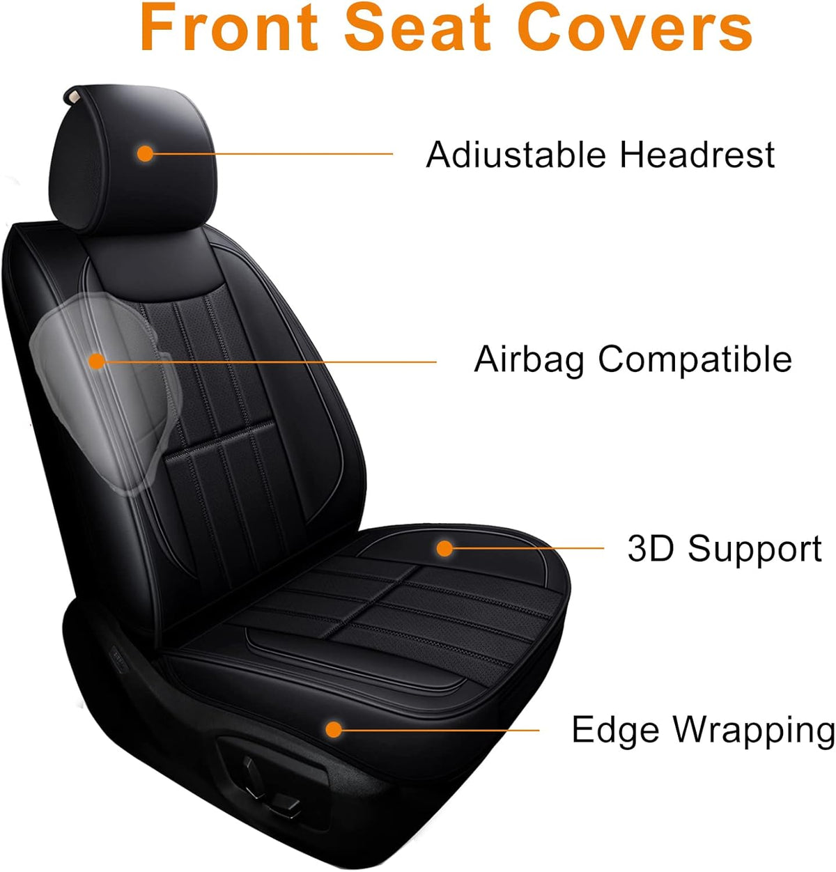 2 Pcs Faux Leather Front Car Seat Covers K29416