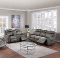 Slate Blue Leatherette Power Motion Reclining Sofa Set C203