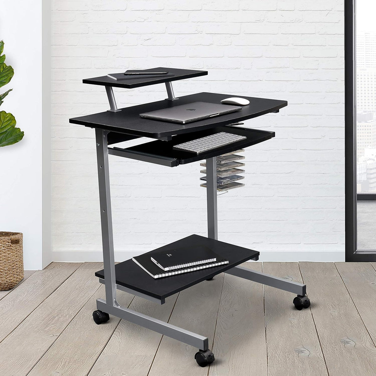 Compact Computer Cart With Storage, Graphite U55988