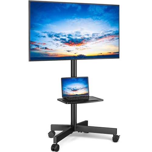 Mobile TV Cart for 23-60 Inch TVs, Height Adjustable Rolling Floor Stand with Wheels, Max VESA 400x400mm T962