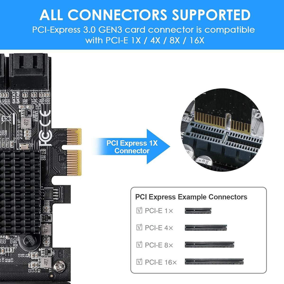 PCIe SATA Card 8 Ports Expansion Card I22206