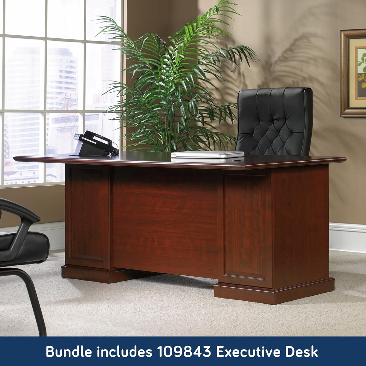 L-Shaped Desk with Hutch, Classic Cherry Y59331