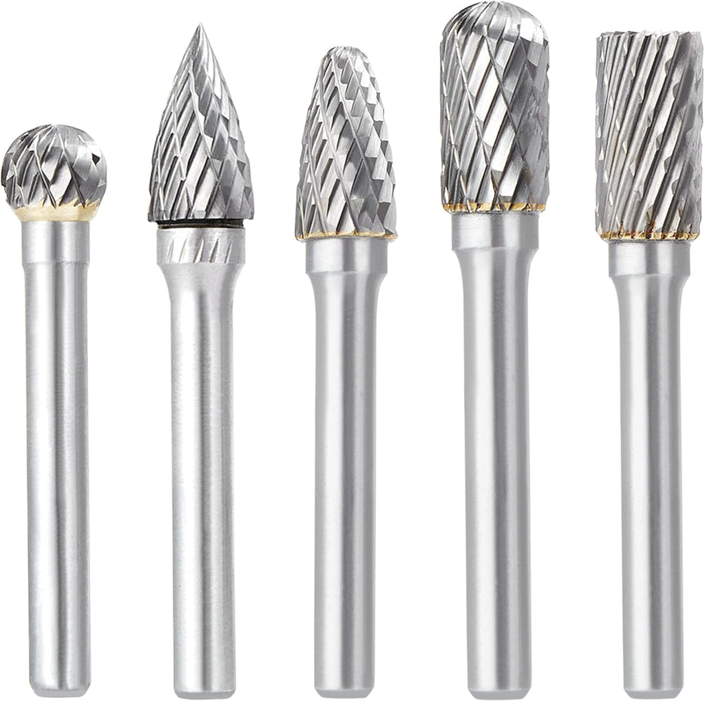 Double Cut Carbide Burr Set, 1/4 Inch Shank, 10MM Head, Solid Carbide Rotary Burr File Set, Pack of 2 F51897