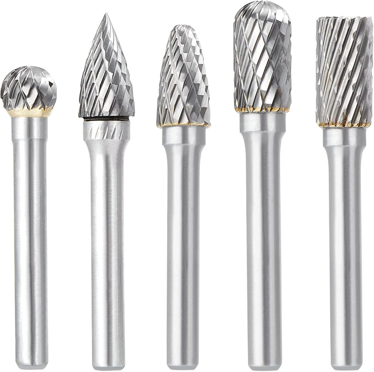 Double Cut Carbide Burr Set, 1/4 Inch Shank, 10MM Head, Solid Carbide Rotary Burr File Set, Pack of 2 F51897