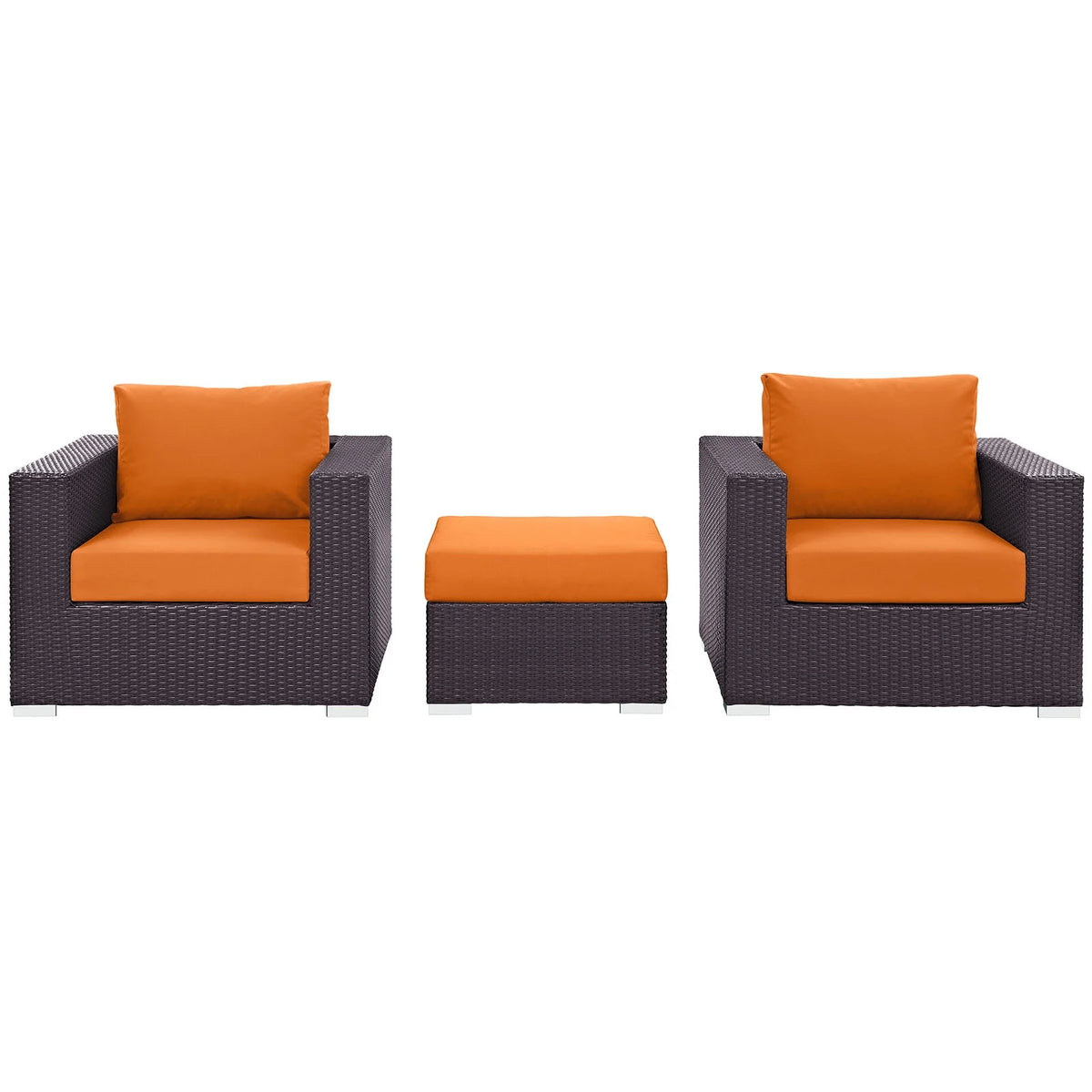 3 Piece Outdoor Patio Sofa Set in Espresso Orange Z9648