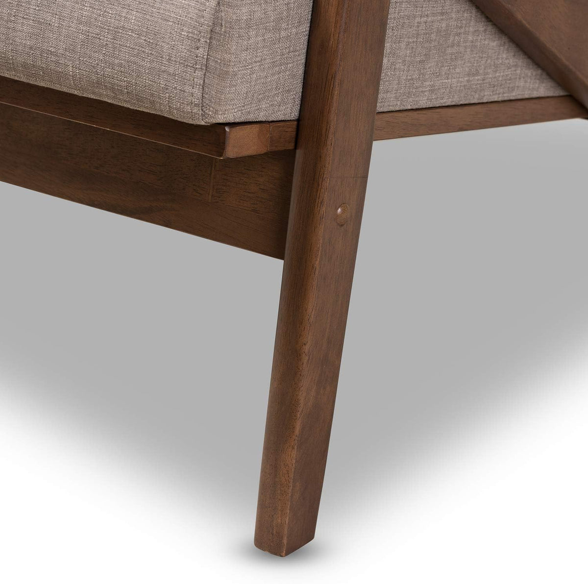 Light Grey Walnut Fabric Tufted 2-Seater Loveseat J18792